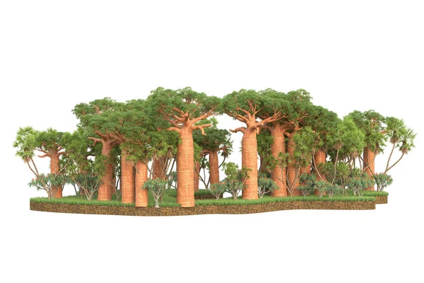 Φοινικόδεντρα Στο Πεδίο Του Χόρτου Απομονωμένα Στο Παρασκήνιο Απόδοση Εικονογράφηση — Φωτογραφία Αρχείου