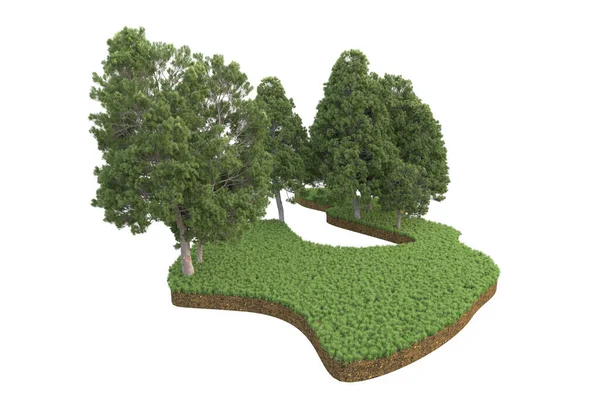 Renderowanie Zielonych Drzew Białym Tle — Zdjęcie stockowe