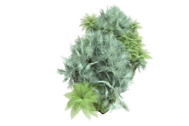 Beyaz arka planda izole edilmiş palmiye ağaçları adası. 3d görüntüleme - illüstrasyon