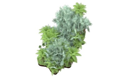 Beyaz arka planda izole edilmiş palmiye ağaçları adası. 3d görüntüleme - illüstrasyon