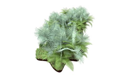 Beyaz arka planda izole edilmiş palmiye ağaçları adası. 3d görüntüleme - illüstrasyon