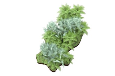 Beyaz arka planda izole edilmiş palmiye ağaçları adası. 3d görüntüleme - illüstrasyon