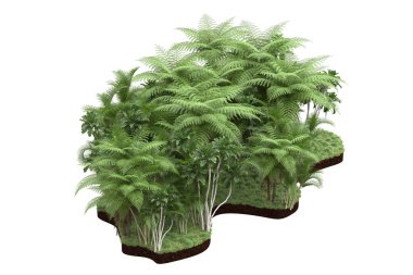 Beyaz arka planda izole edilmiş palmiye ağaçları adası. 3d görüntüleme - illüstrasyon