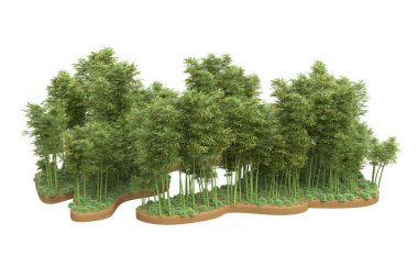 Beyaz arka planda ağaçlar olan bir ada. 3d görüntüleme - illüstrasyon