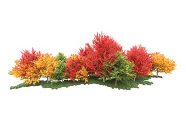 Beyaz arka planda ağaçlar olan bir ada. 3d görüntüleme - illüstrasyon