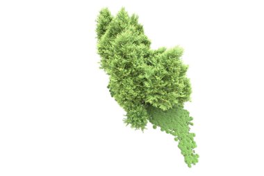 Beyaz arka planda ağaçlar olan bir ada. 3d görüntüleme - illüstrasyon