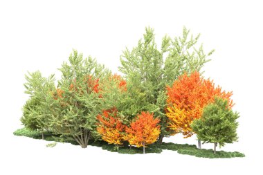 Beyaz arka planda ağaçlar olan bir ada. 3d görüntüleme - illüstrasyon