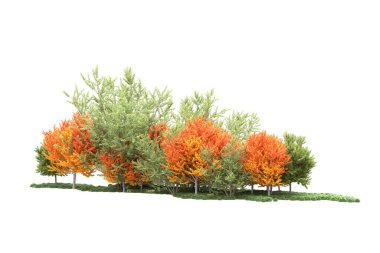 Beyaz arka planda ağaçlar olan bir ada. 3d görüntüleme - illüstrasyon