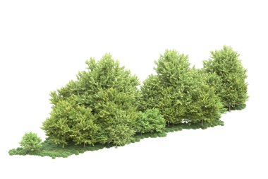 Beyaz arka planda ağaçlar olan bir ada. 3d görüntüleme - illüstrasyon