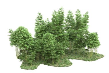 Beyaz arka planda ağaçlar olan bir ada. 3d görüntüleme - illüstrasyon