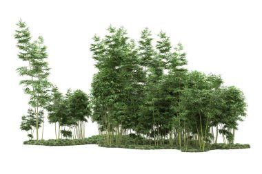 Beyaz arka planda ağaçlar olan bir ada. 3d görüntüleme - illüstrasyon