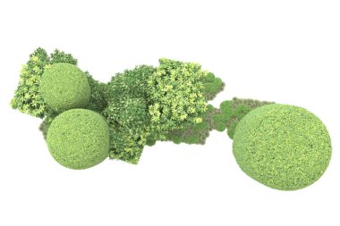 Beyaz arka planda ağaçlar olan bir ada. 3d görüntüleme - illüstrasyon