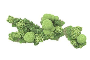 Beyaz arka planda ağaçlar olan bir ada. 3d görüntüleme - illüstrasyon