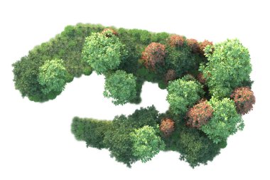 sonbahar yaprakları, beyaz arkaplanda izole edilmiş ağaçlar, 3d illüstrasyon