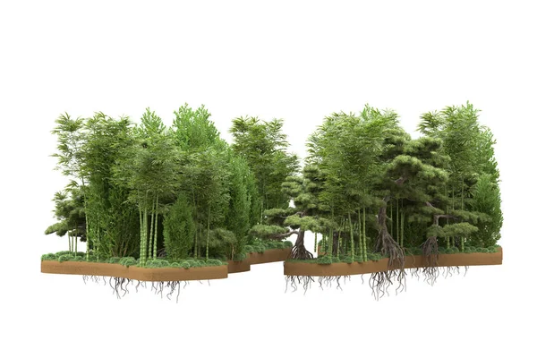 Insel Mit Bäumen Isoliert Auf Weißem Hintergrund Darstellung Illustration — Stockfoto