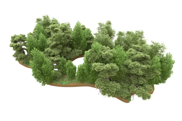 Beyaz Arka Planda Ağaçlar Olan Bir Ada Görüntüleme Illüstrasyon — Stok fotoğraf