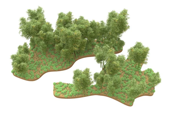 白い背景に孤立した木々を持つ島 3Dレンダリング イラスト — ストック写真