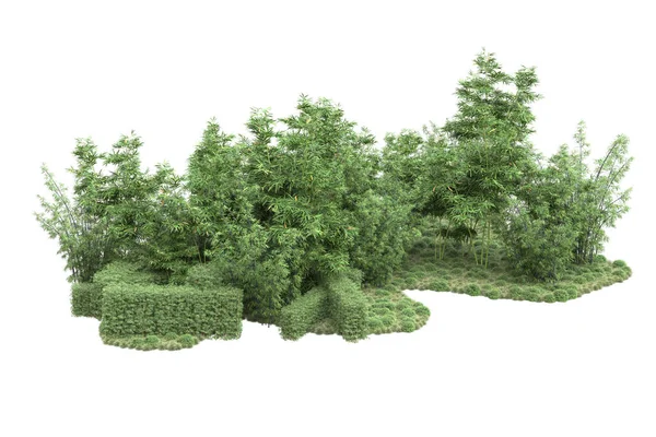 Ilha Com Árvores Isoladas Sobre Fundo Branco Renderização Ilustração — Fotografia de Stock