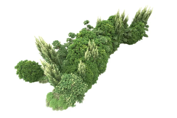 Wyspa Drzewami Białym Tle Renderowanie Ilustracja — Zdjęcie stockowe