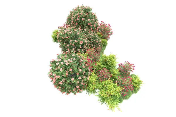 茂みの花 緑の葉のある木 コピースペースの背景 — ストック写真
