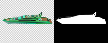 Beyaz arka planda izole edilmiş üç boyutlu süper yat modelleri.