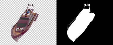 Beyaz arka planda izole edilmiş üç boyutlu süper yat modelleri.