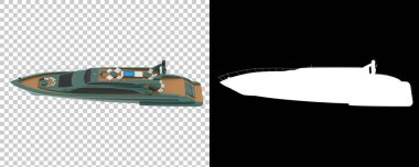 Beyaz arka planda izole edilmiş üç boyutlu süper yat modelleri.