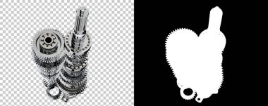 Beyaz arka planda 6 vites. 3d görüntüleme - illüstrasyon