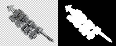 Beyaz arka planda 6 vites. 3d görüntüleme - illüstrasyon