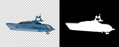 Beyaz arka planda izole edilmiş üç boyutlu süper yat modelleri.
