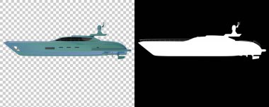 Beyaz arka planda izole edilmiş üç boyutlu süper yat modelleri.