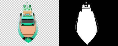 Beyaz arka planda izole edilmiş üç boyutlu süper yat modelleri.