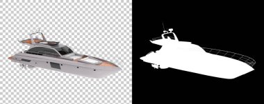 Beyaz arka planda izole edilmiş üç boyutlu lüks süper yatlar.