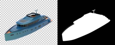 Beyaz arka planda izole edilmiş üç boyutlu lüks süper yatlar.