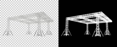 Alüminyum yapı çerçevesi beyaz arkaplanda izole edildi. 3d görüntüleme - illüstrasyon
