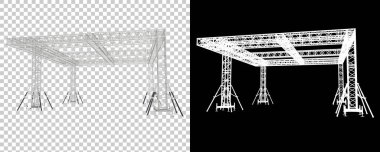Alüminyum yapı çerçevesi beyaz arkaplanda izole edildi. 3d görüntüleme - illüstrasyon