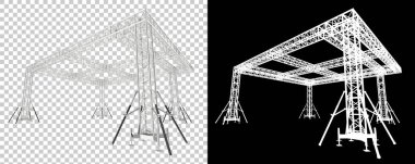 Alüminyum yapı çerçevesi beyaz arkaplanda izole edildi. 3d görüntüleme - illüstrasyon