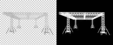 Alüminyum yapı çerçevesi beyaz arkaplanda izole edildi. 3d görüntüleme - illüstrasyon