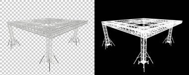 Alüminyum yapı çerçevesi beyaz arkaplanda izole edildi. 3d görüntüleme - illüstrasyon