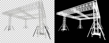 Alüminyum yapı çerçevesi beyaz arkaplanda izole edildi. 3d görüntüleme - illüstrasyon