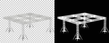 Alüminyum yapı çerçevesi beyaz arkaplanda izole edildi. 3d görüntüleme - illüstrasyon