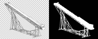 Şerit taşıyıcı inşaat. 3D tasvir. fabrika makineleri