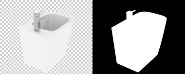 Beyaz arka planda taharet musluğu. 3d görüntüleme - illüstrasyon