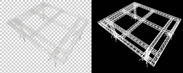 Алюминиевая Конструкция Рамы Изолирована Белом Фоне Рендеринг Иллюстрация — стоковое фото