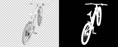 Bisiklet siyah ve beyaz arka planda izole edilmiş. 3d görüntüleme - illüstrasyon