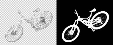 Bisiklet siyah ve beyaz arka planda izole edilmiş. 3d görüntüleme - illüstrasyon