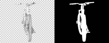 Bisiklet siyah ve beyaz arka planda izole edilmiş. 3d görüntüleme - illüstrasyon