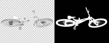 Bisiklet siyah ve beyaz arka planda izole edilmiş. 3d görüntüleme - illüstrasyon