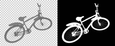 Bisiklet siyah ve beyaz arka planda izole edilmiş. 3d görüntüleme - illüstrasyon