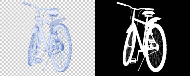 Bisiklet siyah ve beyaz arka planda izole edilmiş. 3d görüntüleme - illüstrasyon